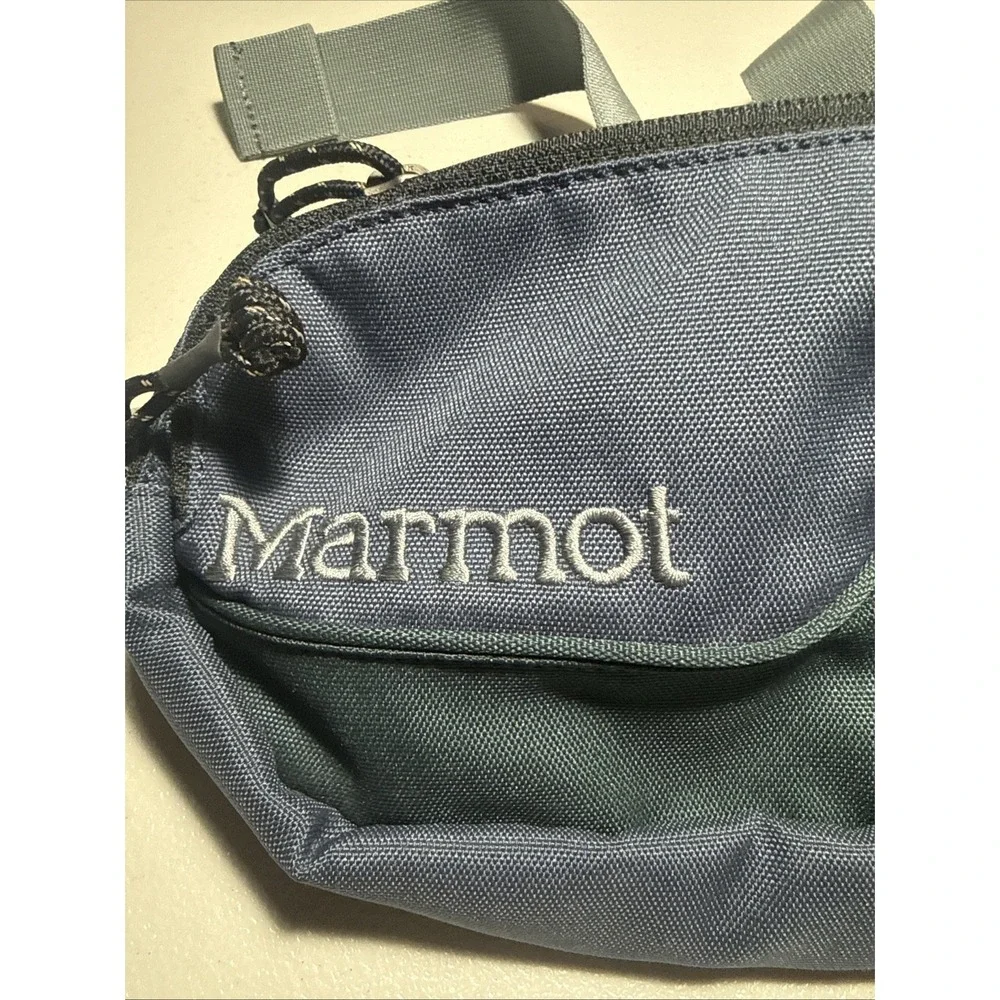 Marmot Waist Pack Multi Pocket Bag Lumbar Fanny Pack Bag Small Blue Two Zip